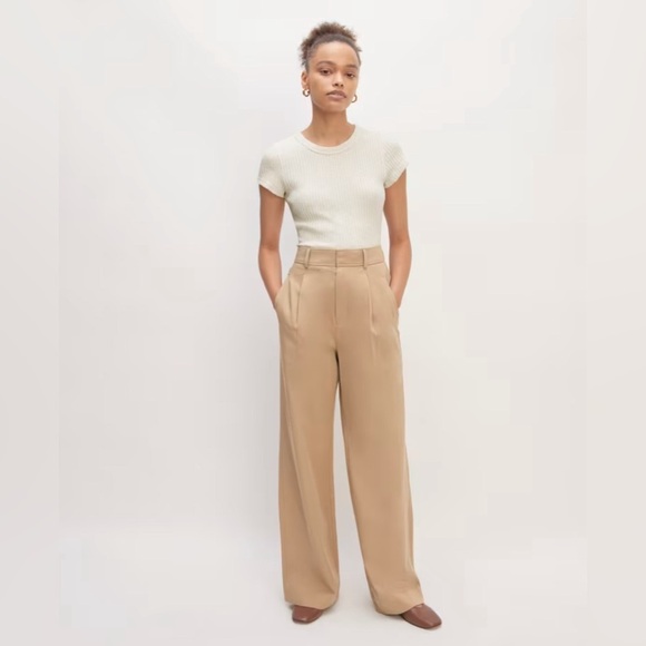 Everlane Draper Pleated Pant Buttersmooth Ash Brown Khaki Career Office 6 Petite - Picture 1 of 13